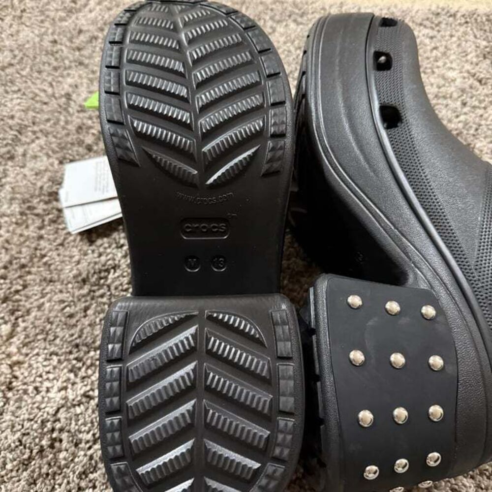 NWT Crocs Siren Studded Heel Clog Black Shoes Size Men13 Chunky Rare - Picture 7 of 10